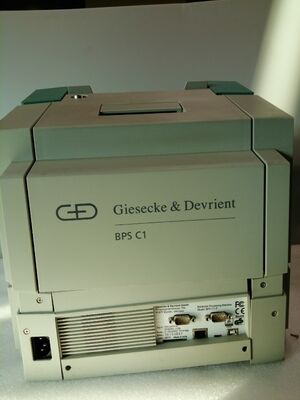 Geldautomaten Giesecke & Devrient Banknoten-Sortiermaschine Außenausstellung T0100557